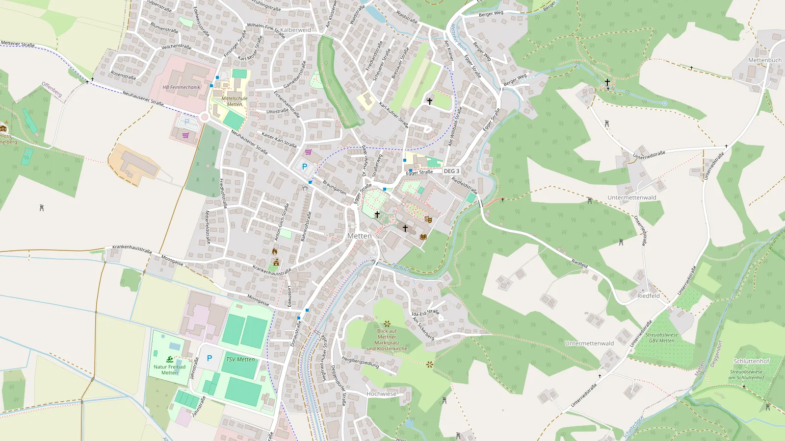 Karte: Streuobstwiese am Hohen Stein, Streuobstwiese am Radweg, Streuobstwiese am Rathaus, Streuobstwiese am Spielplatz Böhmgelände, Große Streuobstwiese im Riedfeld, Kleine Streuobstwiese im Riedfeld